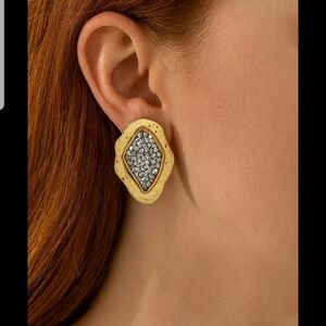 Alexis Bittar Gold Earrings with Silver CRYSTALS Accents! NWOT!!!